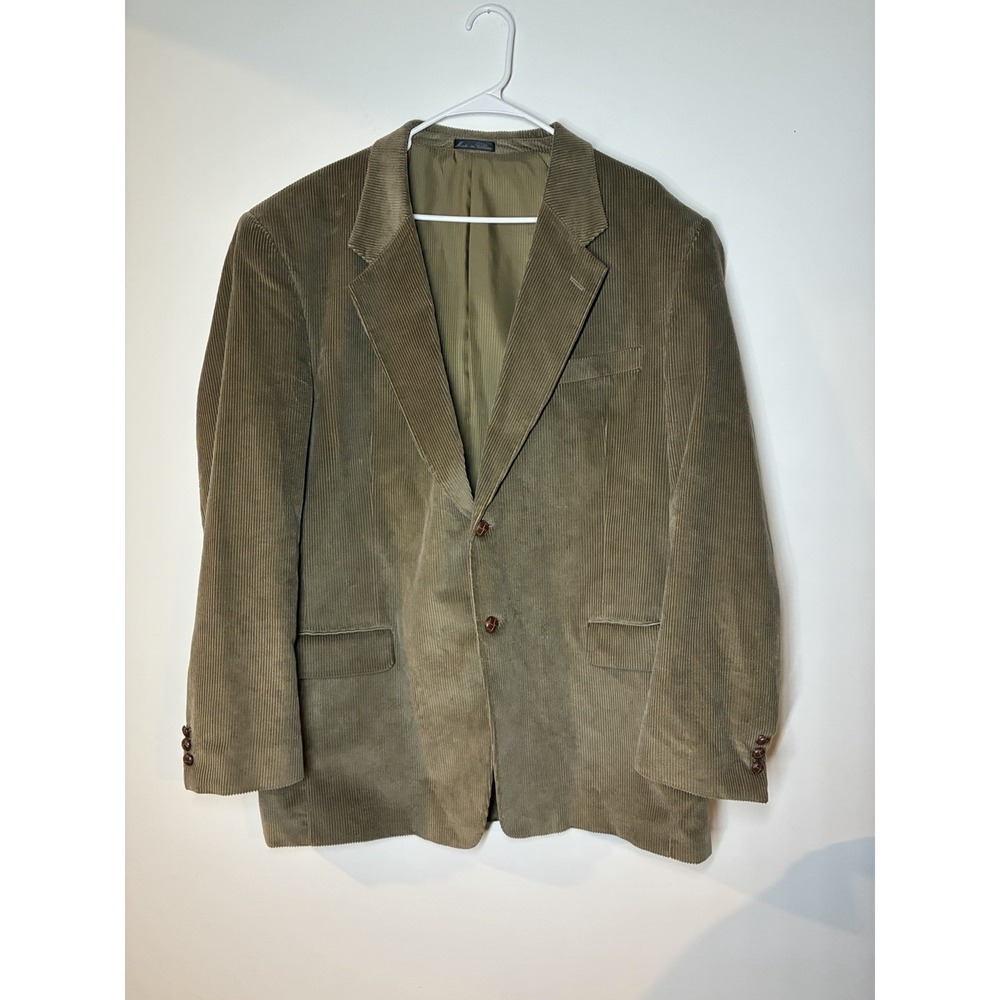 Monsieur Adolfo 46L Brown Tan Wide Wale Corduroy Mens Blazer Jacket Sport Coat